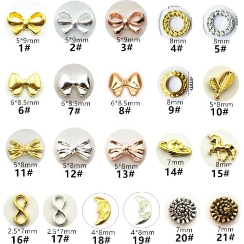 10pcs/lot Japan Korea 3D Alloy Nail Decorations Metal Bowknot Circle Nail Accessories DIY Charm Styling Tools Nail Art Parts