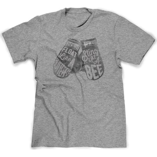 100% Cotton Top Shirts for Men Float Like A Butterfly Muhammad Ali Clay Boxer Sporter T-Shirt Vintage Style Design T-Shirt