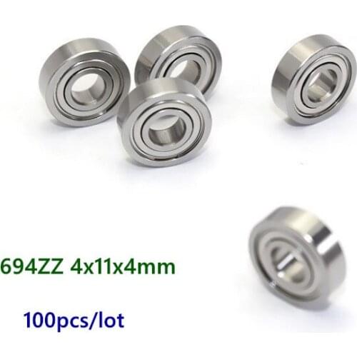 100pcs 694ZZ 4x11x4mm R-1140ZZ miniature ball bearings 694Z 694 -2Z 4*11*4 mm model bearing