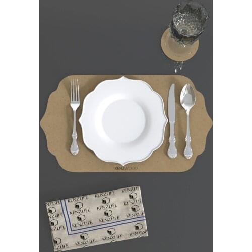 2pcs/set Solid Design Placemats With Coaster Non Slip Table Mats Kitchen Wood Mdf Accessories Home Pad Coaster Dining Table