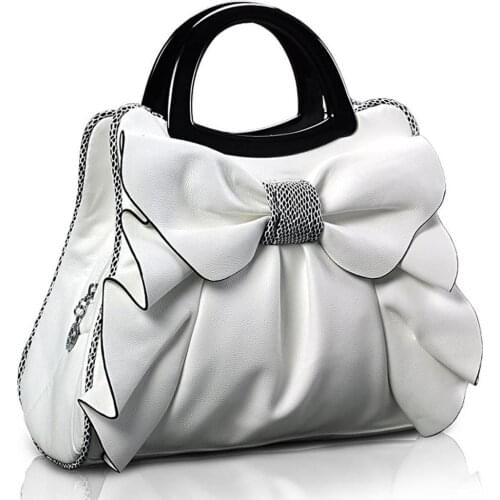 2020 Designer Women Split Leather Handbags Ruched Flowers Dot Bow Women Bags Shoulder Bag Messenger Purses Hand Bag Tote