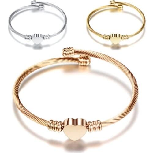 2021 Europe womens heart-shaped versatile jewelry Crystal from Swarovskis Three-color stainless steel wire braided bracelet