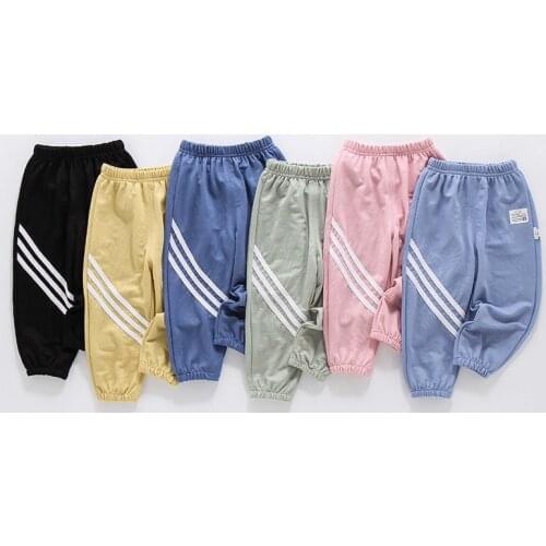 2021 Summer New Arrive Childrens Trousers Boys Breathable Sports Girls Thin Striped Mosquito Pants Casual Toddler Boy Pants
