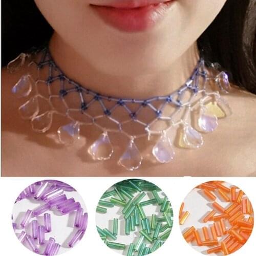 300pcs Silver pipe beads glass rice beads handmade diy necklace clothing hand-sewn beaded jewelry material Sewing accessories