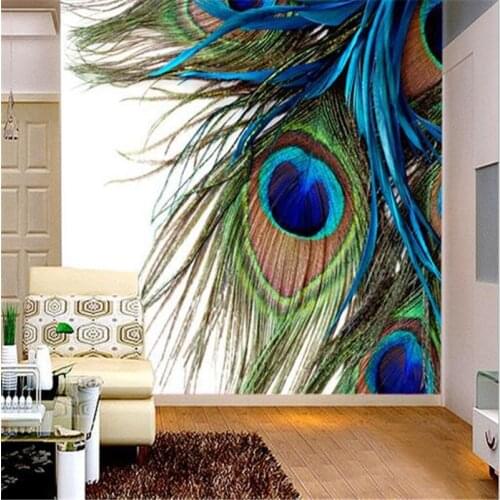 Beibehang 3d stereoscopic wallpaper Peacock feathers Wallpaper TV sofa background wall background mural custom wallpaper