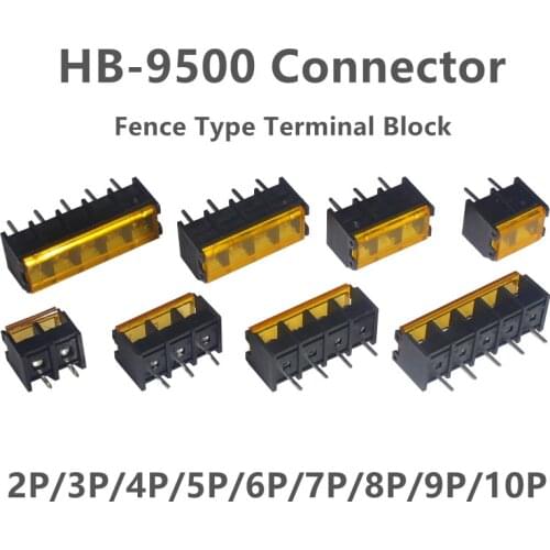 5pcs HB9500 HB-9500 9.5MM Pitch Lid Barrier Terminal 2P/3/P/5/6/7/8/9/10PIN 300v 30A High Current Connectors Barrier Blocks