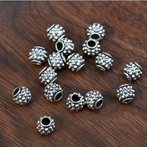 6pcs! Vintage Style 925 Silver Jewelry Beads Sterling Silver Beads Real Silver Jewelry Accessories Bracelet Beads