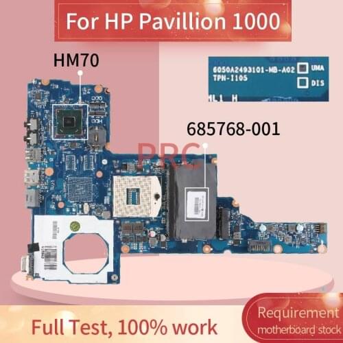685768-001 685768-501 For HP Pavillion 1000 Notebook Mainboard 6050A2493101 SJTNV HM70 DDR3 Laptop Motherboard