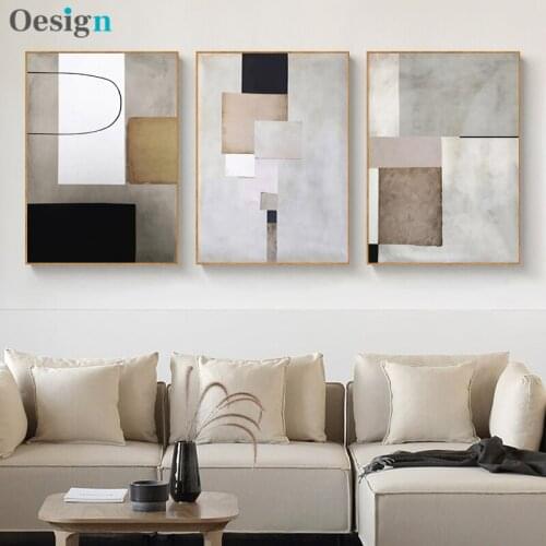 Abstract geometric squares retro canvas painting minimalist painting posters and printed wall art pictures office home decoratio