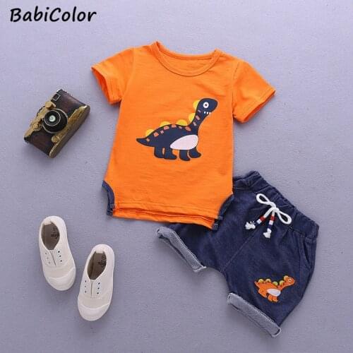 BabiColor Hot Sale Brand Boys Clothing Children Summer Boys Clothes Cartoon Kids Boy Clothing Set T-shit+Pants Cotton 1-4Year