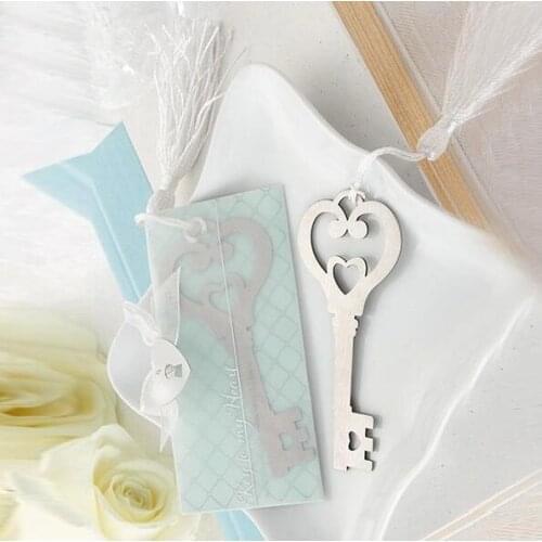 Free Shipping 10pcs/lot Key Metal Bookmark With Tassels Ribbon Gift Box For Party Gift Or Souvenirs