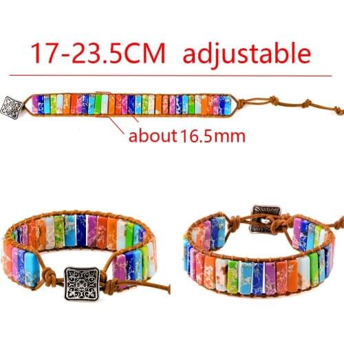 7 Chakra Bracelet Jewelry Handmade Multi Color Natural Stone Tube Beads Leather Wrap Bracelet Couples Bracelets Creative Gifts