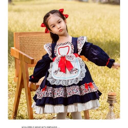 Girls Dresses For Kids 2021 Autumn Winter Dark Cute Bow Print Cartoon Patchwork Dress 2 3 4 5 6 Girl Vestidos Party Dress