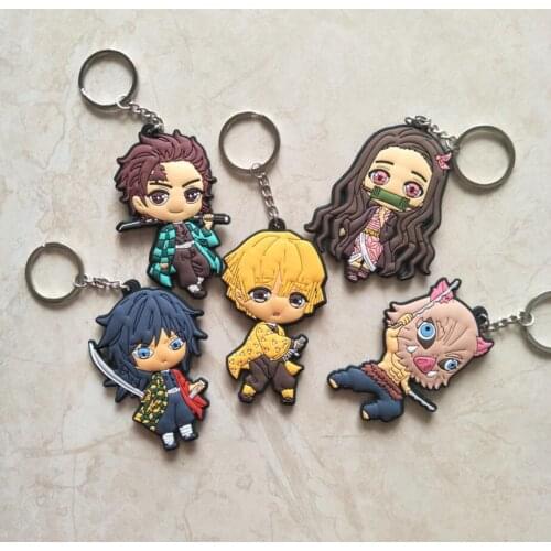 Anime Movie Demon Slayer Kimetsu no Yaiba Action Figure Kamado Nezuko Tanjiro Zenitsu Hashibira Inosuke PVC Keychain Toys