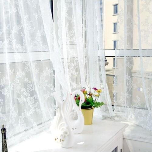 2 Pcs European White Lace Sheer Curtains for Living Room Bedroom Window Tulle Curtain Drapes Serape Home Decor