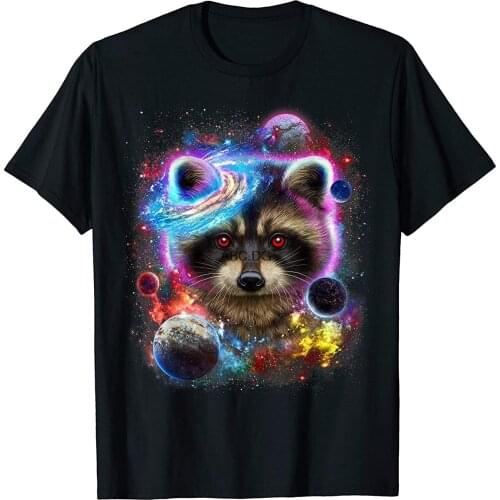 Raccoon Swirl in Planetary Galaxy Space and Cosmos T-Shirt