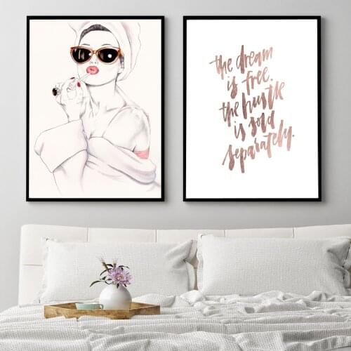 Audrey Hepburn Canvas Painting Rose Gold Quote Poster Nordic Decoracao Para Casa Quadro Wall Pictures For Living Room Unframed