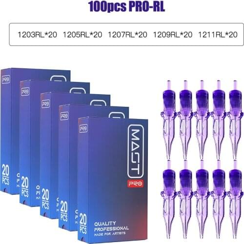 100pcs/ Lot Sterilized Tattoo Needle Cartridge Supply Permanent Makeup Needles Round Liner 0.35mm RL Pmu Needle Cartridge Mixed