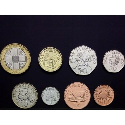 Guernsey Set 8 Coins Original True Real Genuine Coin European Collectible Gift UNC