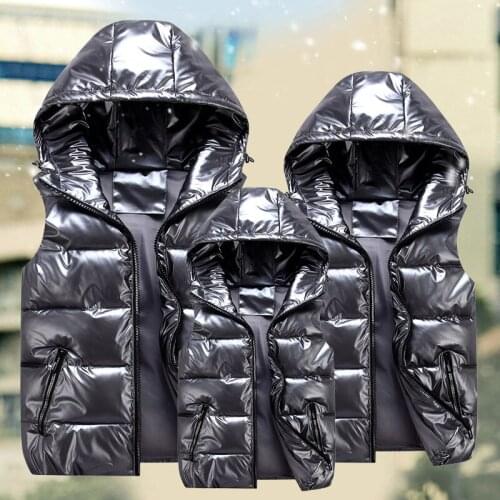 Matching Family Outfits Children Shiny Waistcoat Down Cotton Jackets for Girls Boys Vest Women Sleeveless Coat For 100-185cm
