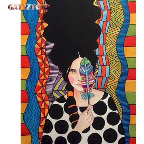 GATYZTORY Paint By Number Cool Girl Drawing On Canvas Painting By Number Figure Kits Modern Wall Art For Unique Gift