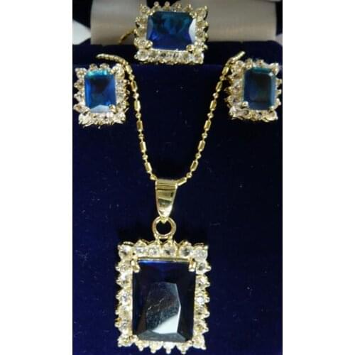 Jewelry Pearl Set 4 choices wholesale noble blue/pink/red/purple crystal perfect match design earrings necklace