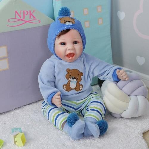 NPK 55CM lifelike handmade doll soft body bebe doll reborn baby A boy with teeth doll with flexible limbs