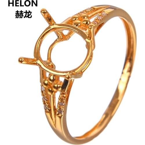 Solid 14k Yellow Gold Natural Diamonds Engagement Wedding Ring 7x9mm Oval Cut Semi Mount Ring Rose White Gold Optional