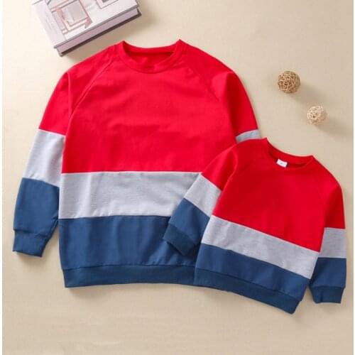 Autumn Mom Kids Instagramable Family Look Clothing Parent-child Patchwork Long Sleeve Sweatshirt