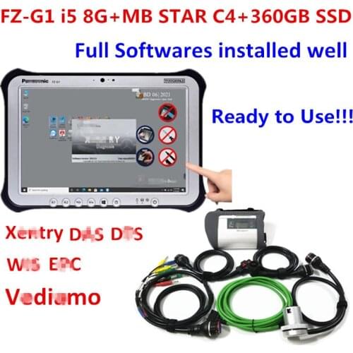 Top Quality Full Set MB Star C4 SD Connect with Full Xentry 2021.06 Da-s 360GB SSD +FZ-G1 toughbook i5 CPU wifi diagnostic tool
