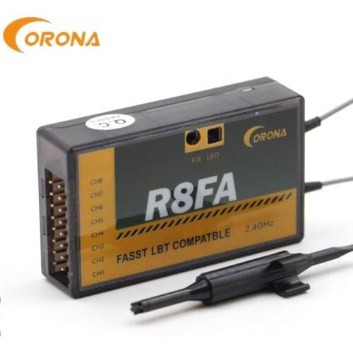 Corona R8FA 2.4Ghz 8CH Fasst Compatible Receiver with FUTABA FASST Remote Control T6EX T8FG 10CG 14SG 3PM 4PKS