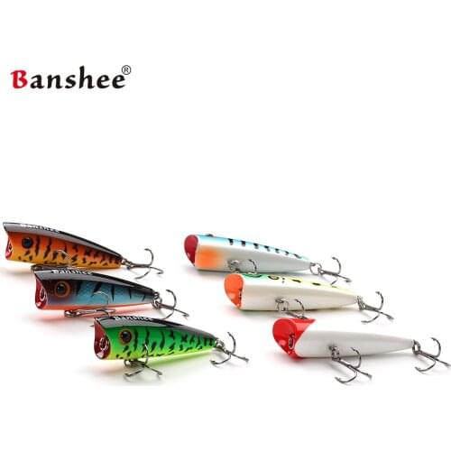 Banshee 6pcs/lot 60mm 8g Splash VP01 Rattle Sound Wobbler Bass Top water Fishing Lure Poppers Hard Artificial Bait