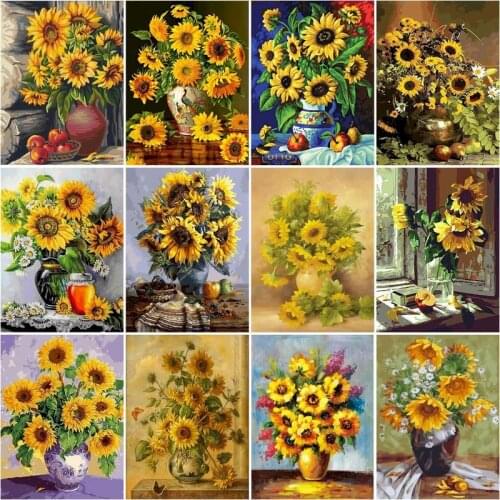 RUOPOTY DIY Oil Painting Flowers Picture Handpainted Christmas Crafts for Adults Paints By Number Kits On Canvas Picture Home