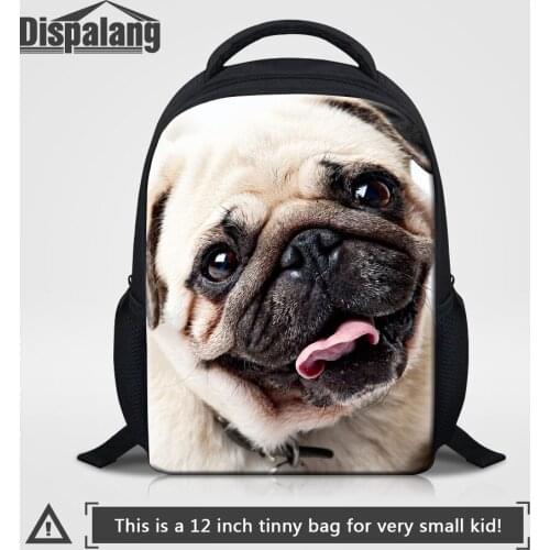 Puppy Pug Dog Printing Mini School Backpack Girl Boy Customize Animal Design Kindergarten Bookbag 12 Inch Polyester Kids Bagpack