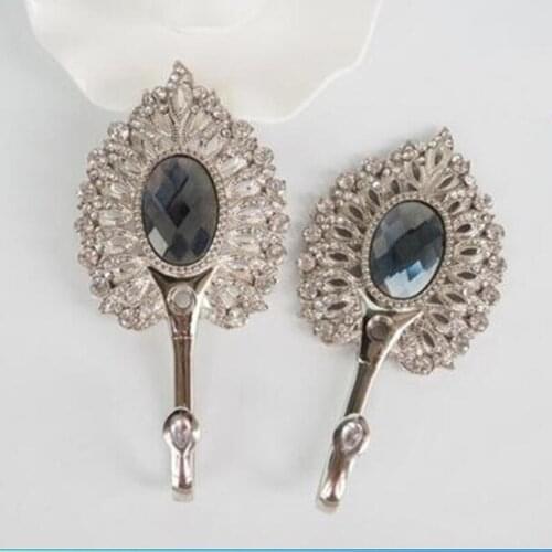Peacock Rhinestone Wall Hooks Alloy Curtain Tie Back Ball Tieback Holders Hat Coat Robe Hanger Home Decoration