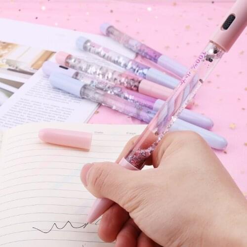 LED Colorful Liquid Quicksand 0.5mm Ballpoint Pen Wand School Stationery Office Supplies For Writing