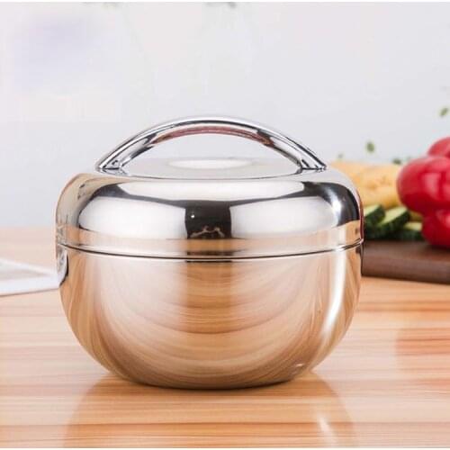 Stainless Thermo Insulated Thermal Food Container Bento Round Lunch Box for Using In OfficeApple Bento Box