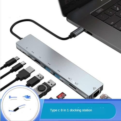 Type-c To HDMI-compatible-compatible RJ45 Network Port Eight-in-one Docking Station Notebook Docking Station USB 3.0 Hub