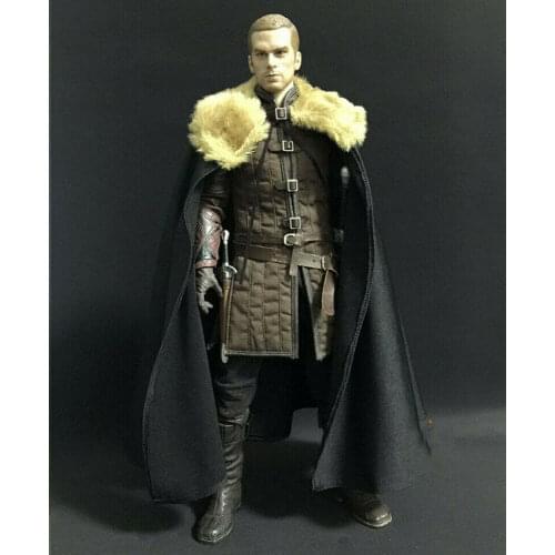 1/6th Black Warrior Cloak Fur Cape Model for 12" Male Body Doll