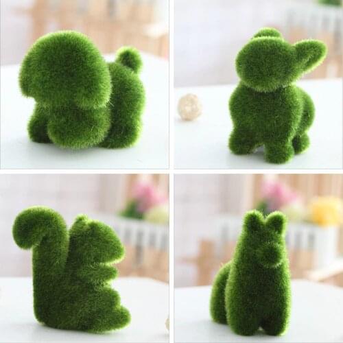 Grass Animal Decor Artificial Grass Flocking Animal Home Garden Simulation Green Grass Ornaments Bonsai Lovely Animal Shape