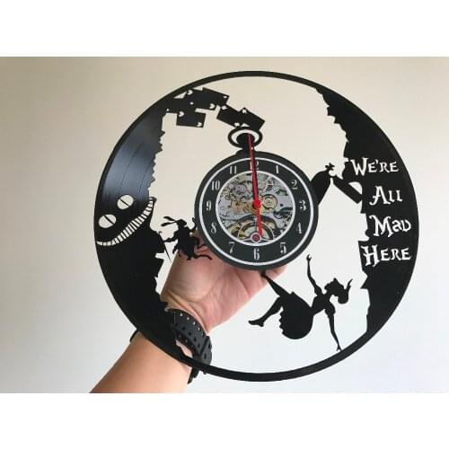 Alice in Wonderland Vinyl Record Clock, Crazy Clock Arabic Clock / Numbers / Laser vinyl record