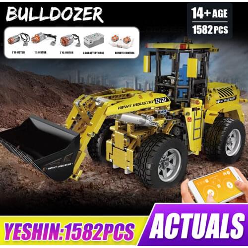 MOULD KING 13122 City High-Tech Wheel Loader RC Bulldozer Truck Building Blocks Bricks Compatible with 42030 Children Toys Gift