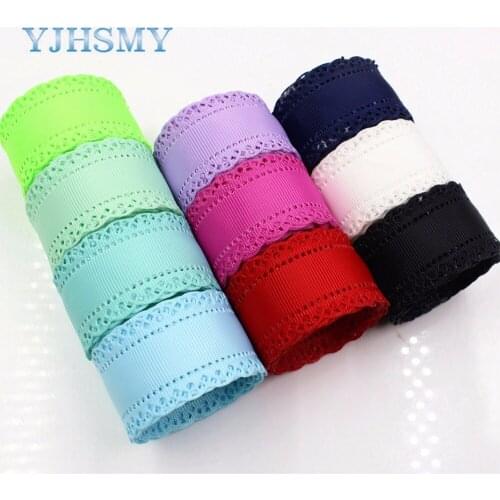YJHSMY 177034 ,10 yards hot sale 30mm hollow Flowers solid Grosgrain Ribbon, DIY handmade materials,Clothing accessories