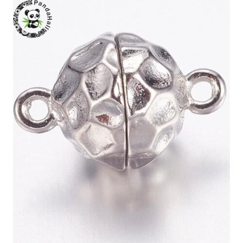 Brass magnetic clasps, round, Metal, 15x10mm, hole: 0.5mm