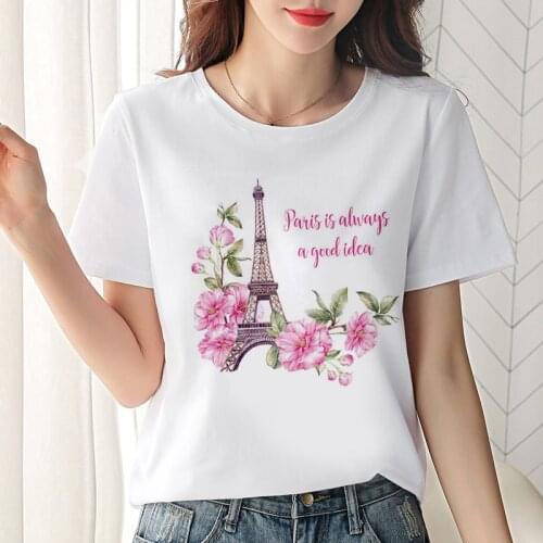 Harajuku T shirt women 2020 new vogue Eiffel Tower printing Tshirt Leisure short sleeve summer style T-shirt female clothing