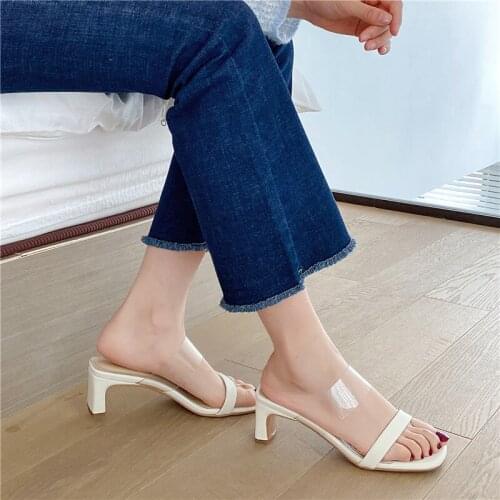 New Women Sandals PVC Jelly High Heel Transparent Women Sexy Clear High Heels Summer Sandals Pumps Shoes Size 41 42 43