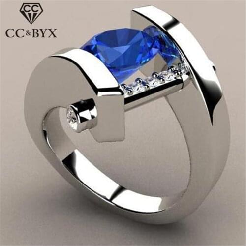 CC Rings For Women Blue Cubic Zirconia Modern Creative Ring Fashion Jewelry Geometric Wedding Accessories Drop Shipping CC2364