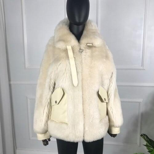 Fur jackets for women Natural Wool Fur Coat Outwear Women cashmere coat fur Sheep Fur Overcoat real fur coat