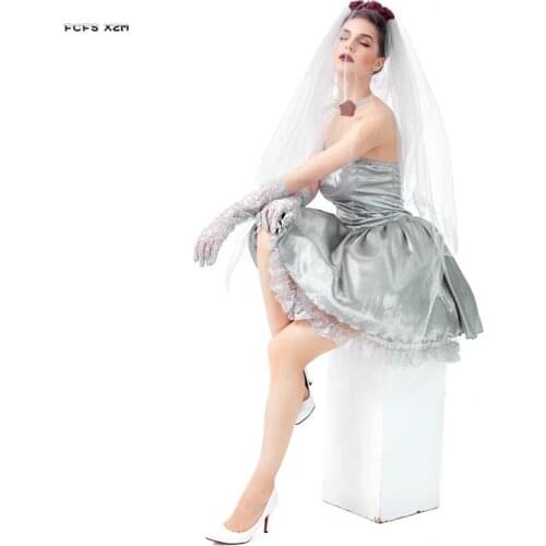 Women Corpse bride Scary Cosplay Female Halloween Bride Costumes Carnival Purim parade Stage play Masquerade Rave party dress