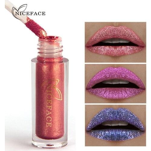 Metallic Glitter Liquid Lipstick Waterproof Matte Lip gloss Tint Long Lasting Shimmer Shiny Lip gloss Make Up Cosmetics